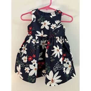 Carter's Baby Girl's Navy Floral Dress 6 Months Fully Lined and Sleeveless B41